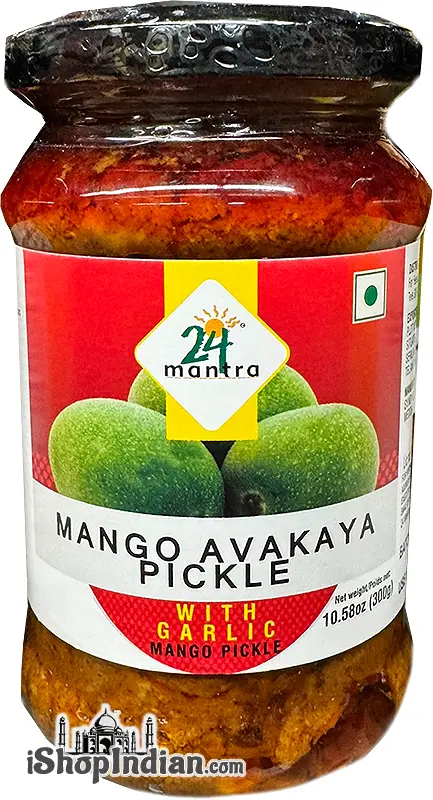 24 Mantra Mango Avakaya Pickle with Garlic (10.58 oz jar)