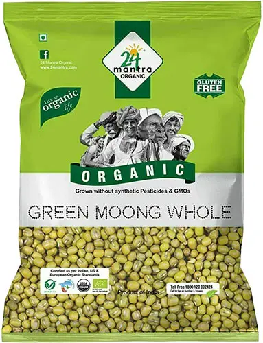 24 Mantra Organic Moong Whole (Mung Beans) - 4 lbs (4 lbs bag)