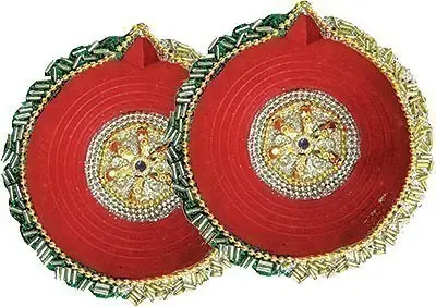 Hand Beaded Diyas - Pack of 2 (#90132) (2 diyas)