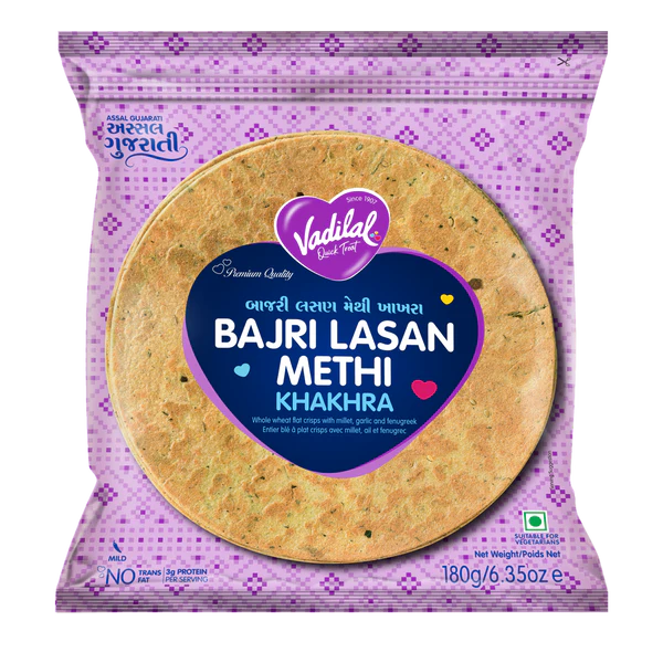 Vadilal Bajri Lasan Methi Khakhra (Khakhara & Bhakri (wheat crisps))