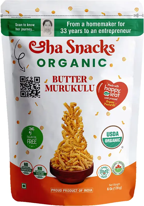 Aha Snacks Organic Butter Murukulu (Organic Snacks)