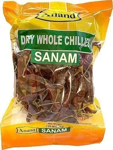 Anand Sanam Dry Whole Chillies (7 oz bag)