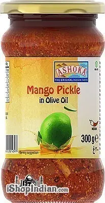 Ashoka Mango Pickle in Olive Oil (10.5 oz bottle)