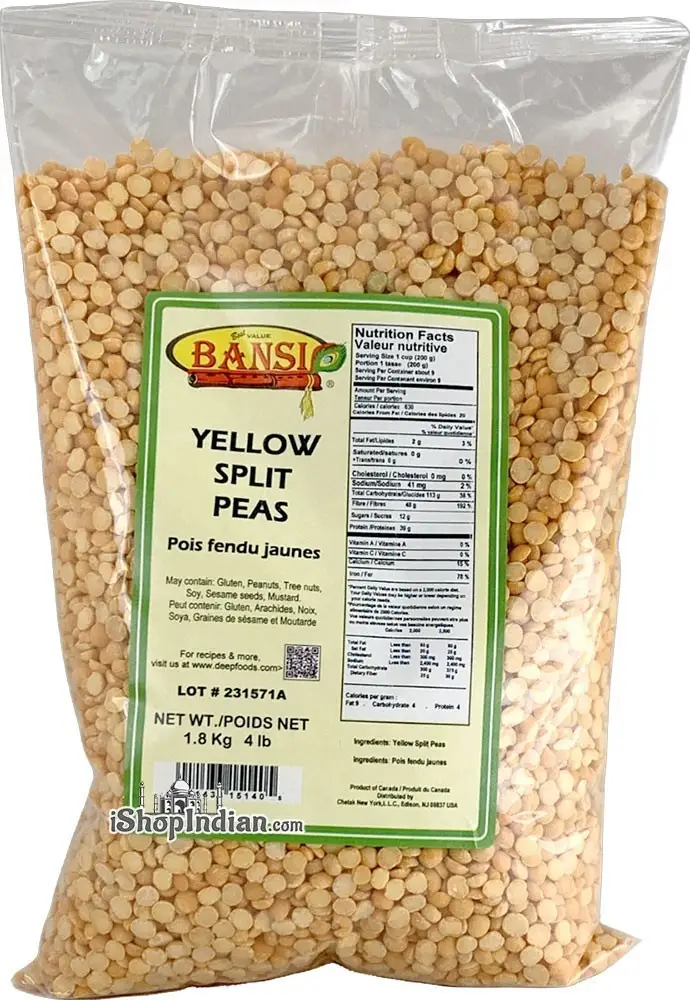 Bansi Yellow Split Peas - 4 lbs (4 lbs bag)