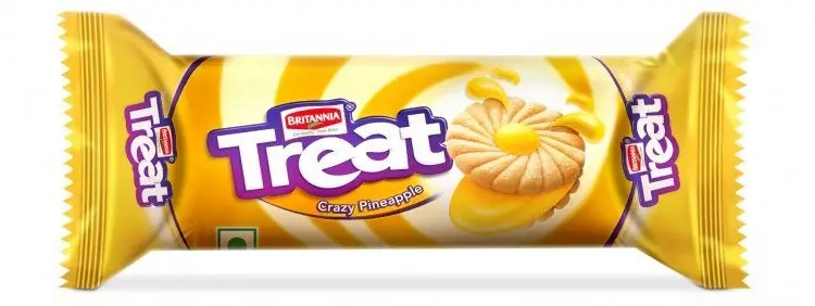 Britannia Treat Biscuits - Pineapple Cream Flavor (125 gm pack)