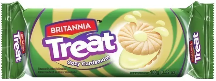 Britannia Treat Biscuits - Cardamom Cream Flavor (100 gm pack)