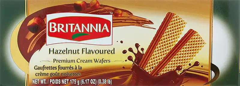 Britannia Hazelnut Flavoured Premium Creme Wafers (175 gm box)