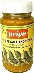 Priya Green Tamarind Pickle with Garlic (300 gm bottle)