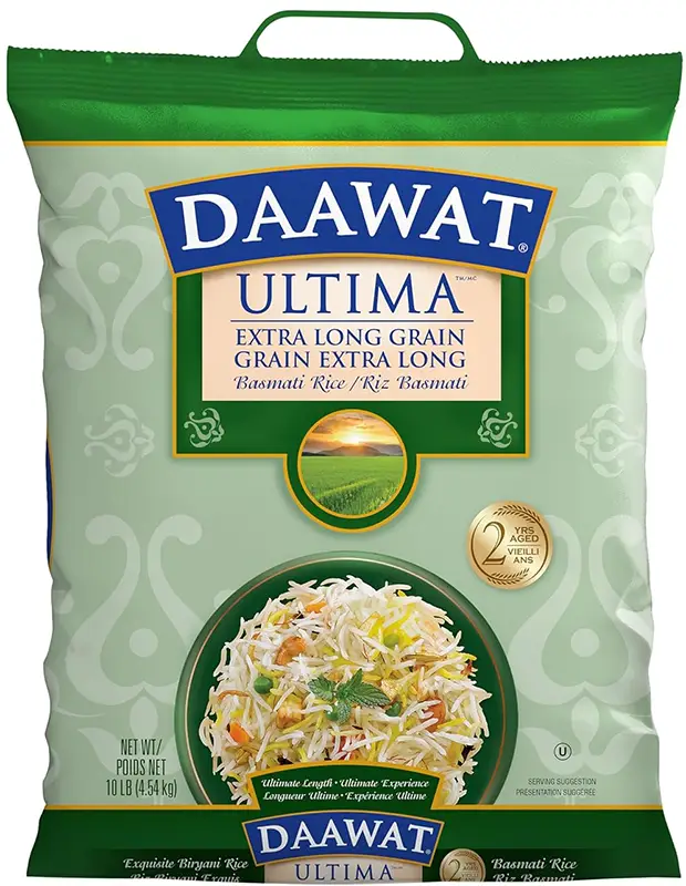 Daawat Ultima Extra Long Grain Basmati Rice, 2-Years Aged -10 lbs (Rice)