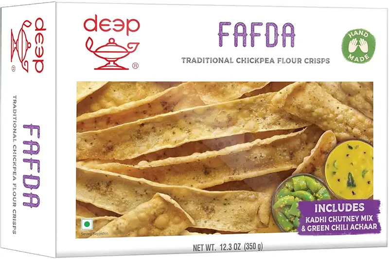 Deep Fafda with Chutney & Pickle - Gluten-Free Chickpea Crisps (12.3 oz box)