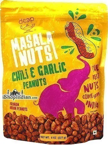 Deep Masala Nuts - Chilli & Garlic Peanuts (8 oz bag)
