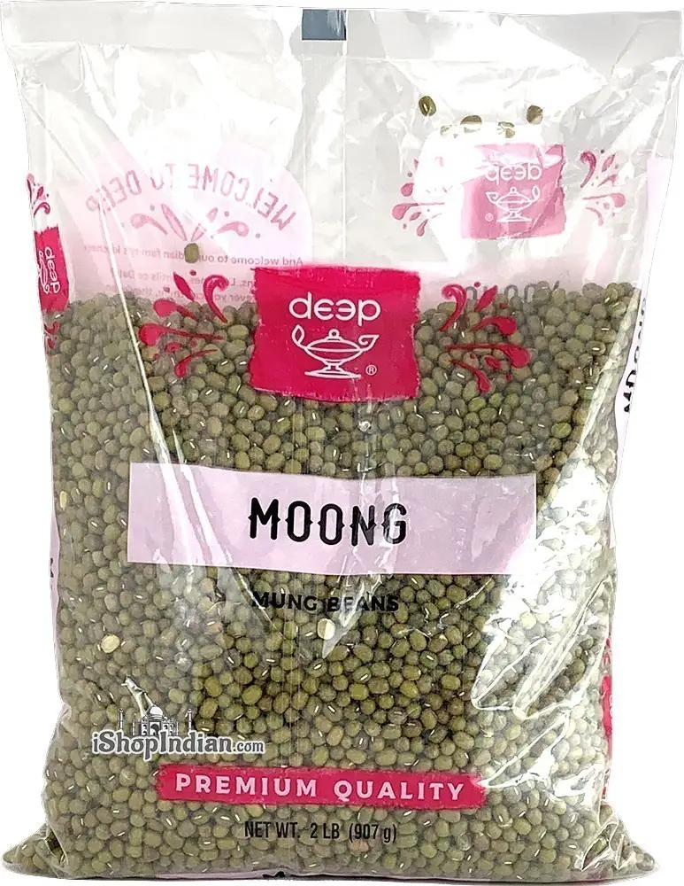 Deep Moong Whole - Big (Mung Beans) - 2 lbs (2 lbs bag)