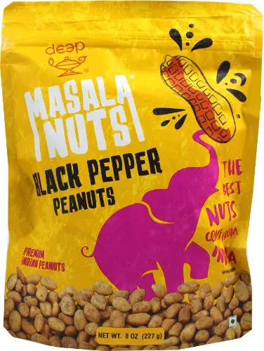 Deep Masala Nuts - Black Pepper Peanuts (8 oz bag)