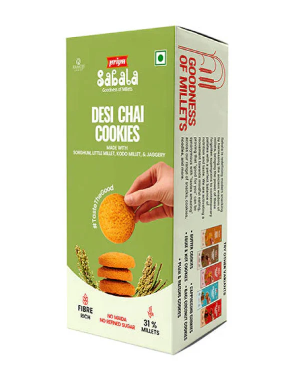 Priya Sabala Desi Chai Cookies with Millets (Cookies, Biscuits & Wafers)