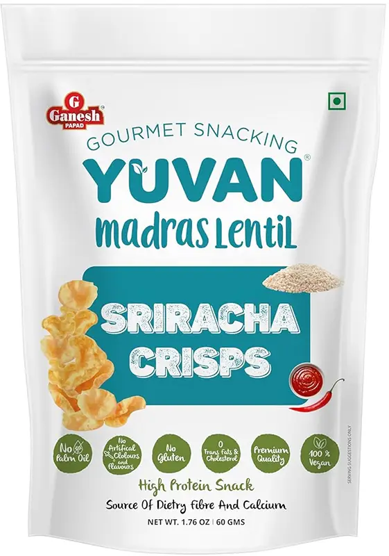 Ganesh Yuvan Madras Lentil - Sriracha Crisps (Gluten Free) (Papad)