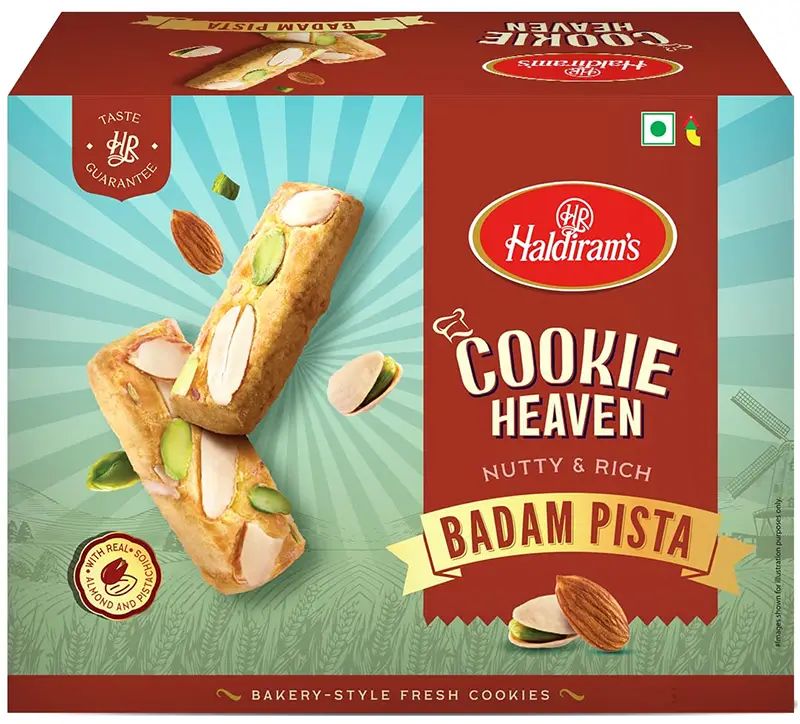 Haldiram's Cookie Heaven - Badam Pista (Almond & Pistachio) Cookies (14 oz box)