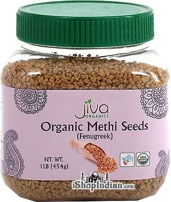 Jiva Organics Methi Seeds (Fenugreek) - 1 lb (1 lb bottle)