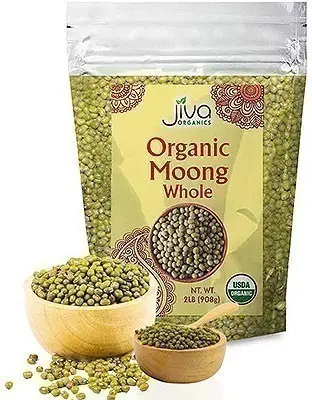 Jiva Organics Moong Whole (Green Gram Whole) - 2 lbs (2 lbs bag)