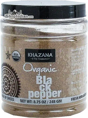 Khazana Organic Black Pepper Powder (8.75 oz jar)