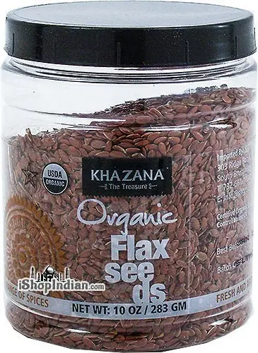 Khazana Organic Flax Seeds (Alsi Seeds) (10 oz jar)