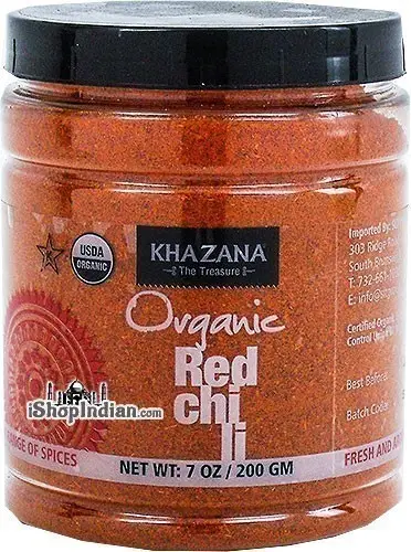 Khazana Organic Red Chili Powder (7 oz jar)