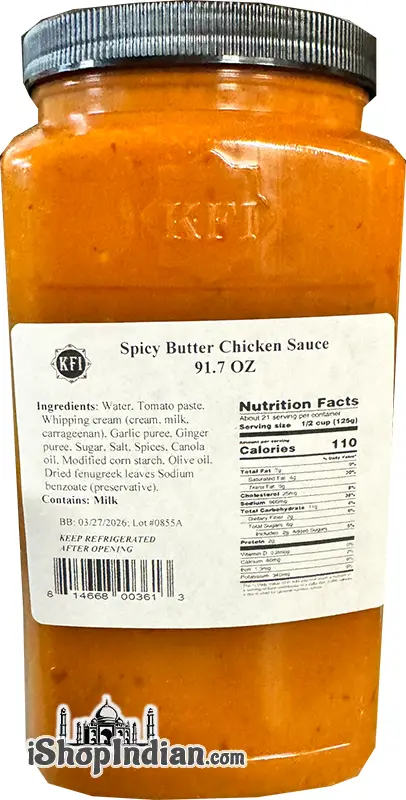 KFI Spicy Butter Chicken Cooking Sauce - Restaurant Pack (Cooking Pastes & Sauces)