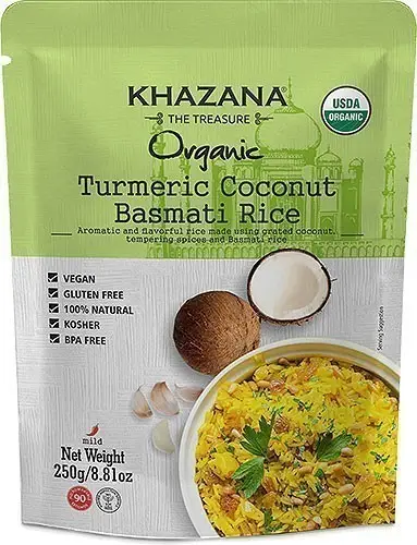 Khazana Organic Turmeric Coconut Basmati Rice (Ready-to-Eat) (10 oz pouch)
