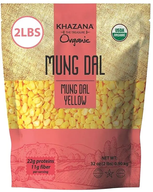 Khazana Organic Mung Dal (Green Gram Split) (2 lbs bag)