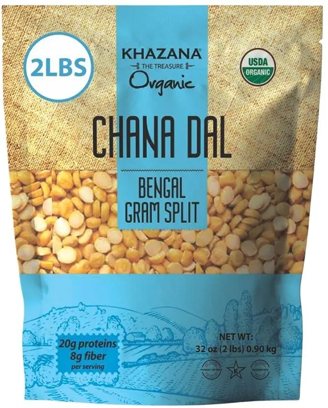 Khazana Organic Chana Dal (Bengal Gram Split) (2 lbs bag)