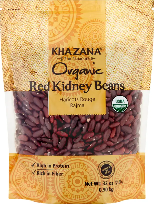 Khazana Organic Red Kidney Beans / Rajma (Dark) (2 lbs bag)