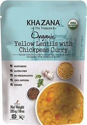 Khazana Organic Yellow Lentils With Chickpeas Curry (Ready-to-Eat) (10 oz pouch)
