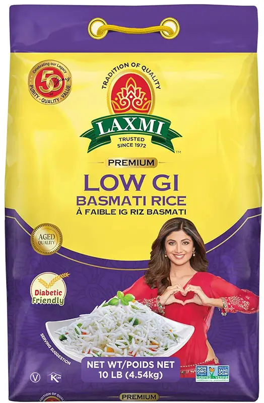 Laxmi Diabetic Friendly Basmati Rice with Lower G.I. Index Value - 10 lbs