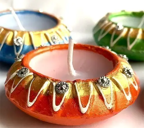 Light Matki Round Diya with Wax - 4 Pack (4 diyas)