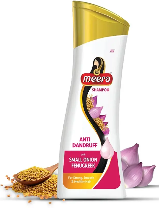 Meera Anti Dandruff Shampoo With Small Onion & Fenugreek (340 ml bottle)