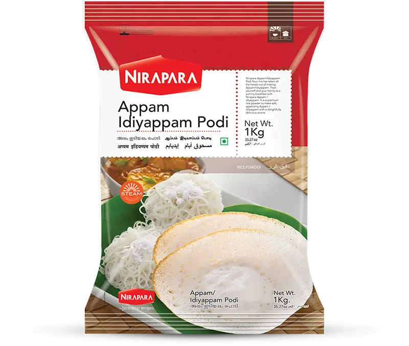 Nirapara Easy Palappam Podi Indian Flour - 2 Pack Total 2kg Authentic Mix