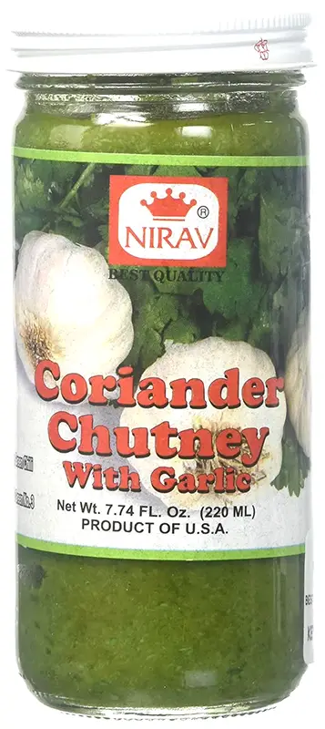 Nirav Coriander Chutney WITH Garlic (7.74 oz bottle)