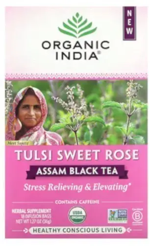 Organic India Assam Black Tea (Tulsi Sweet Rose) (18 ct box)