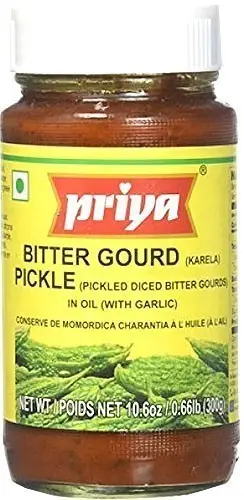 Priya Bitter Gourd (Karela) Pickle with Garlic (300 gm bottle)