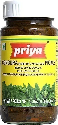 Priya Gongura Pickle with Garlic (300 gm bottle)