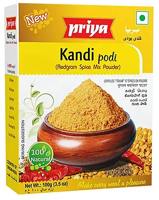 Priya Kandi Podi - Redgram Spice Mix Powder (3.5 oz box)
