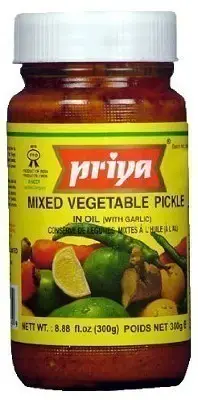 Priya Mixed Vegetable Pickle with Garlic (300 gm bottle)