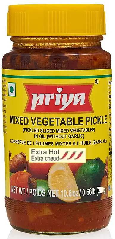 Priya Mixed Vegetable Pickle without Garlic (Extra Hot) (Mixed Pickles)