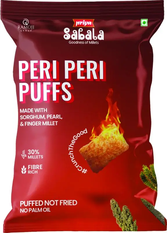 Priya Sabala Peri Peri Puffs - Puffed Millet Snack (Other Snacks)