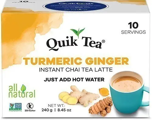 Quik Tea - Instant Turmeric Ginger Chai (10 Pack) (10 Pack)