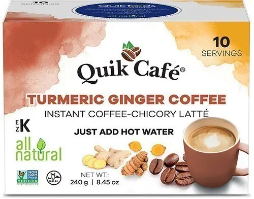 Quik Cafe Instant Turmeric Ginger Coffee (10 Pack) (10 box sachets)