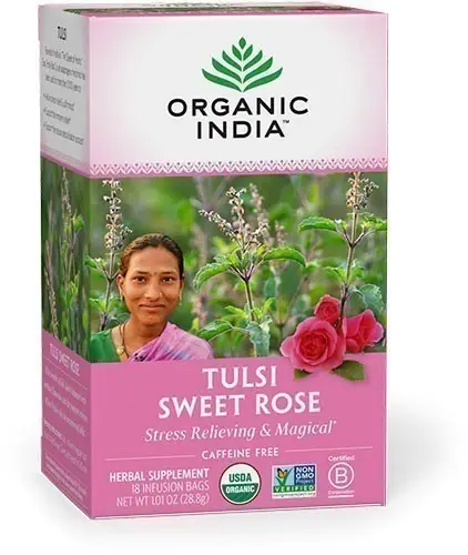 Organic India Tulsi Sweet Rose Tea (18 tea bags)